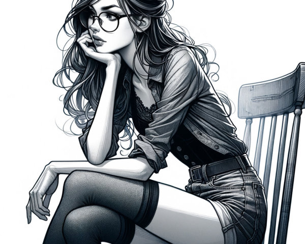 Stylized Illustration of a Woman in Chic Casual Attire