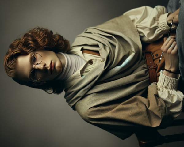 Elegant Individual in Soft Layers with Vintage Charm