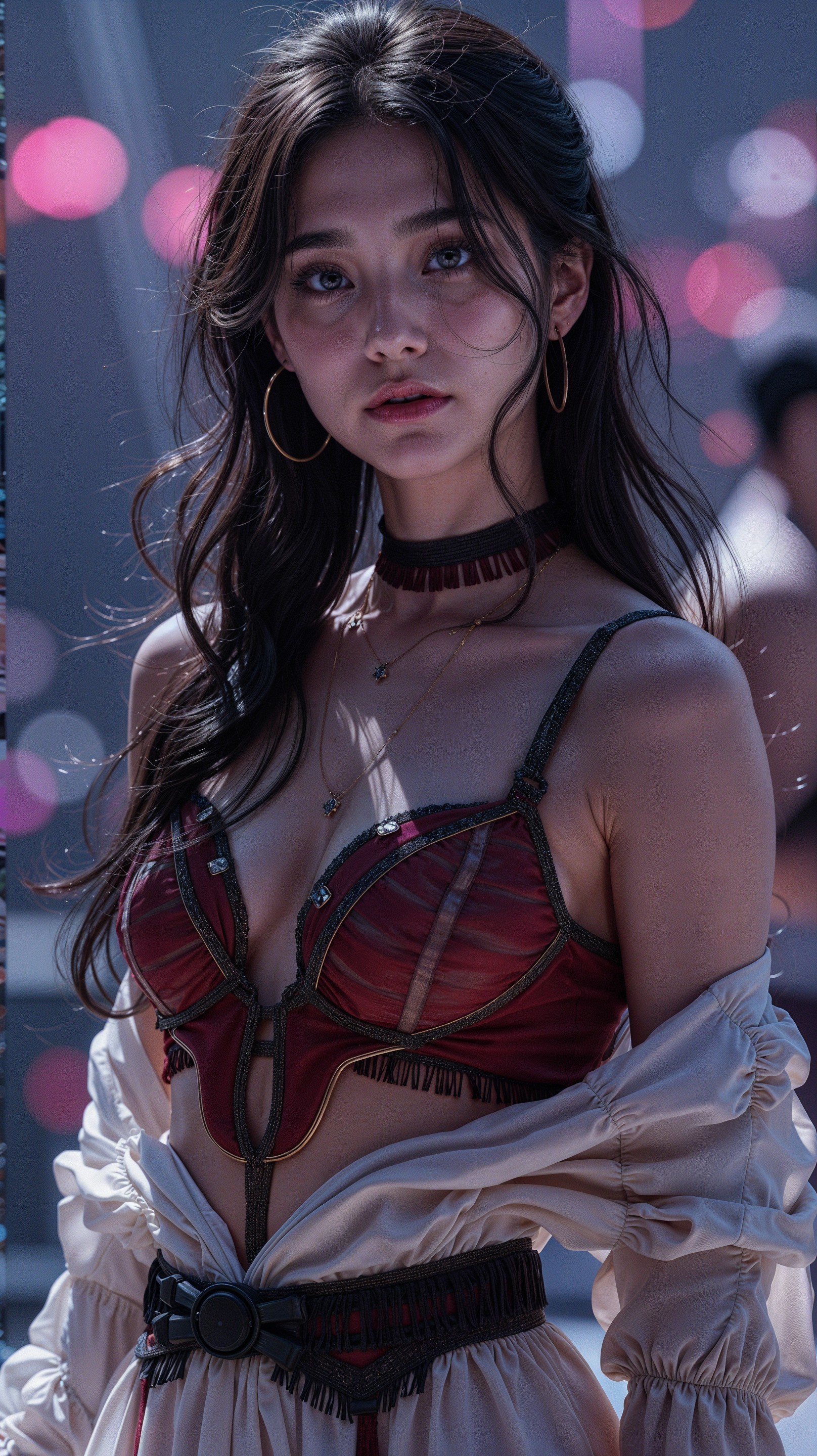 Elegant Young Woman in Burgundy Outfit with Accessories