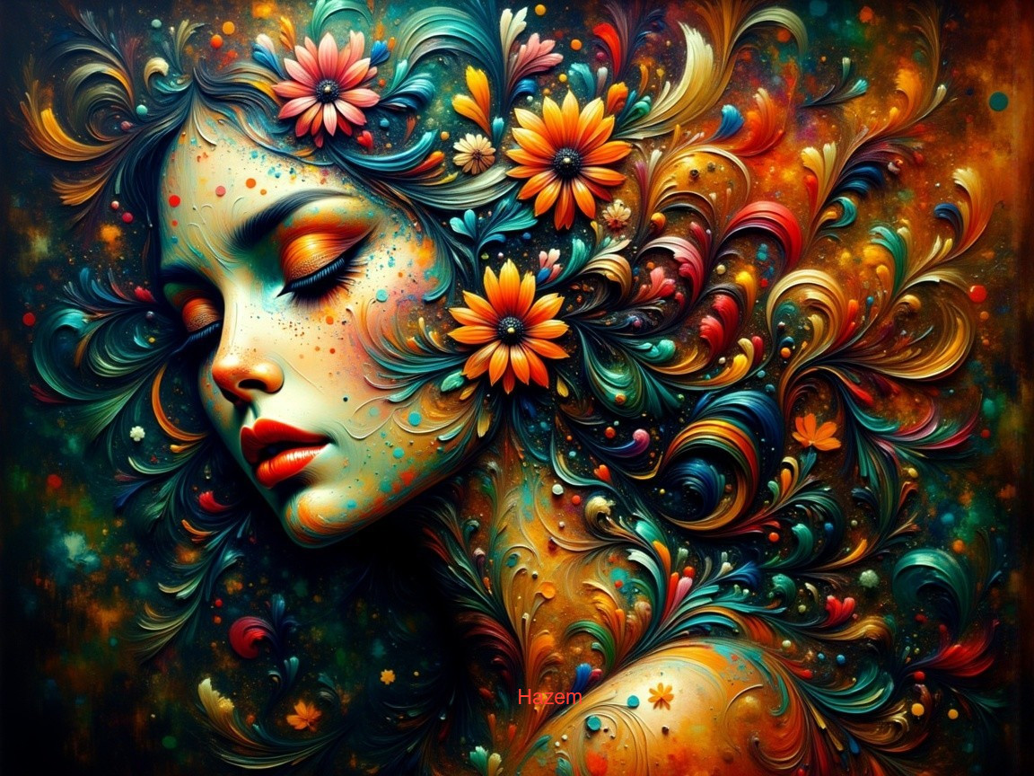 Surreal Representation of a Woman's Face with Flowers