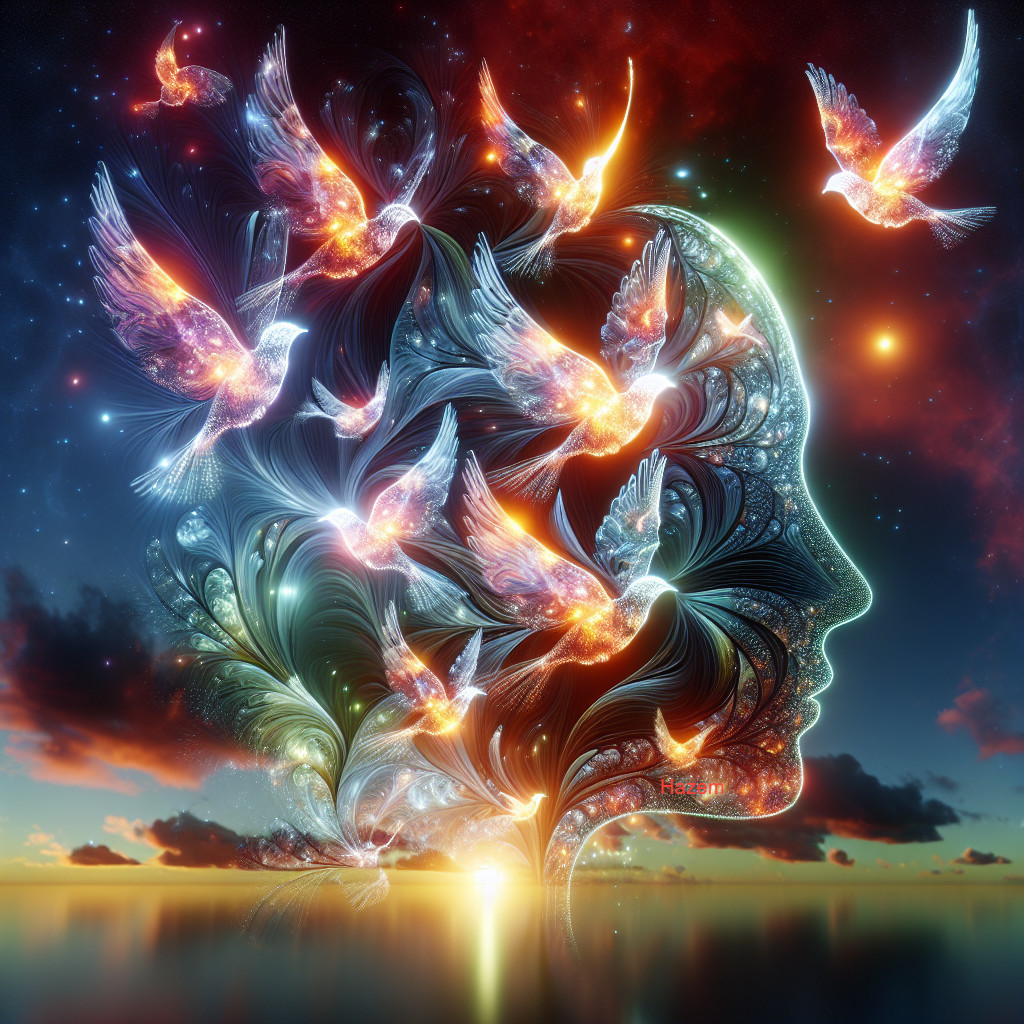 Vibrant Illustration of Fractal-Patterned Human Head