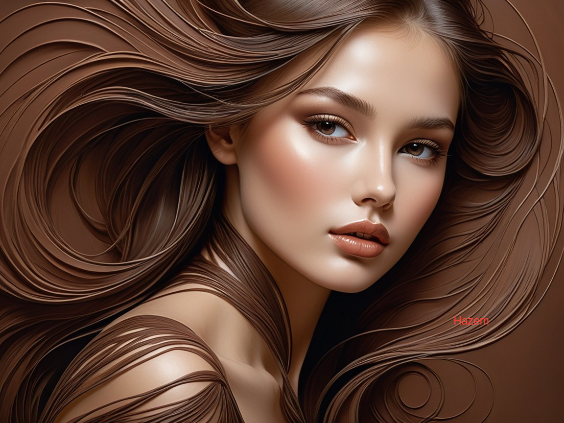 Close-Up Portrait of a Young Woman with Artistic Hair