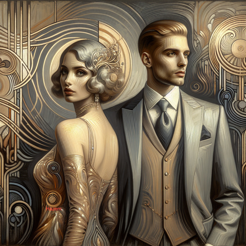 Stylish Couple in Vintage Art Deco Setting