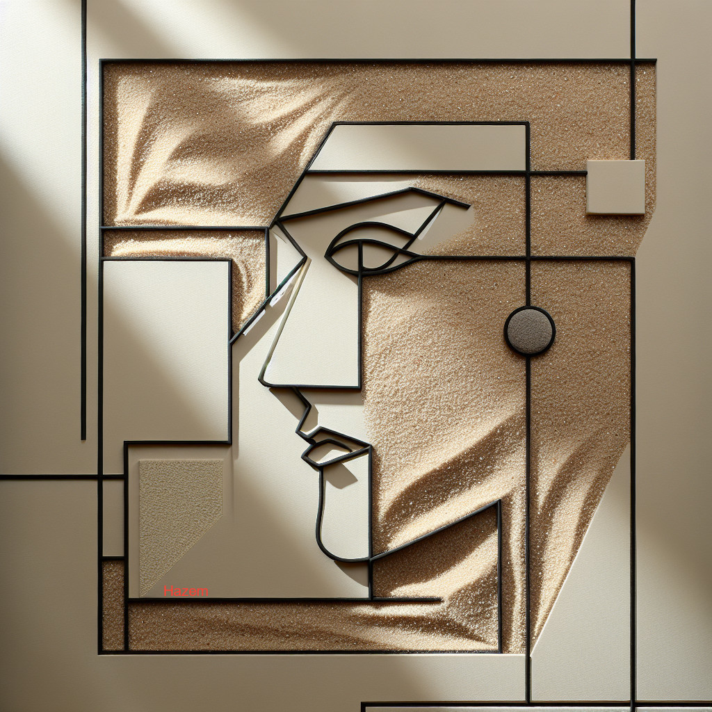 Stylized Face Artwork with Geometric Shapes and Textures