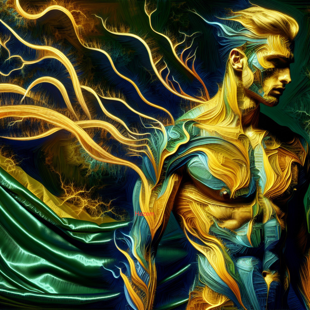 Abstract Male Figure with Vibrant Patterns and Colors
