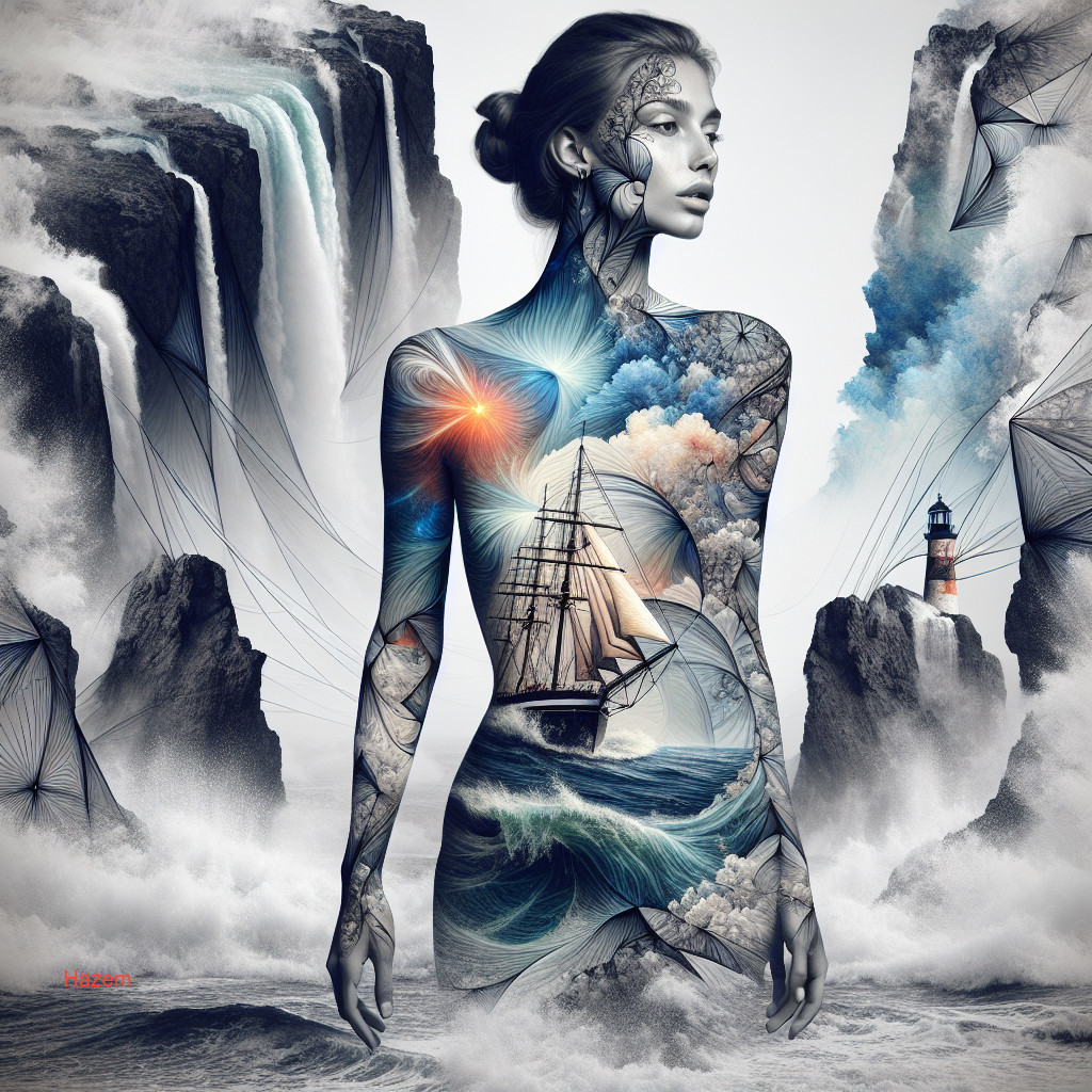 Surreal Female Figure Merging with Nature Elements