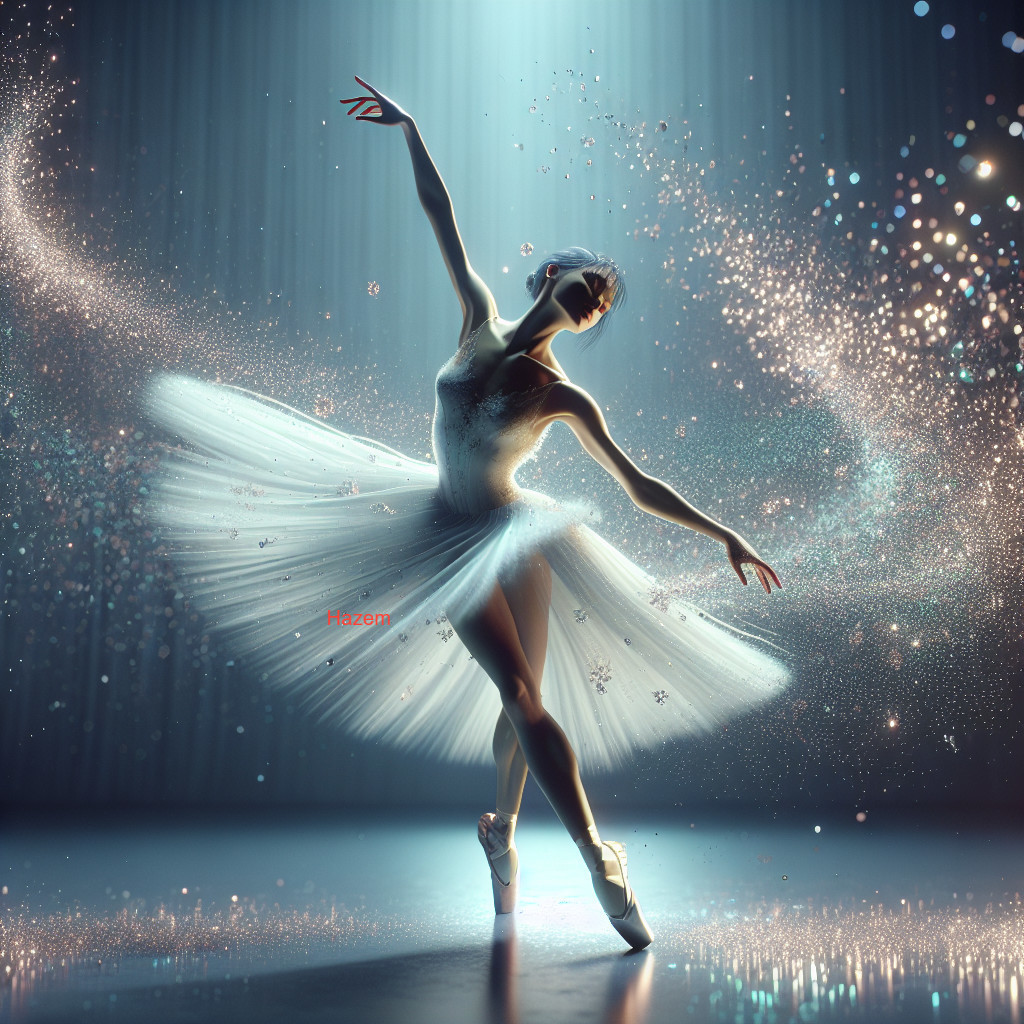 Ballet Dancer in Mid-Leap with Ethereal Tutu