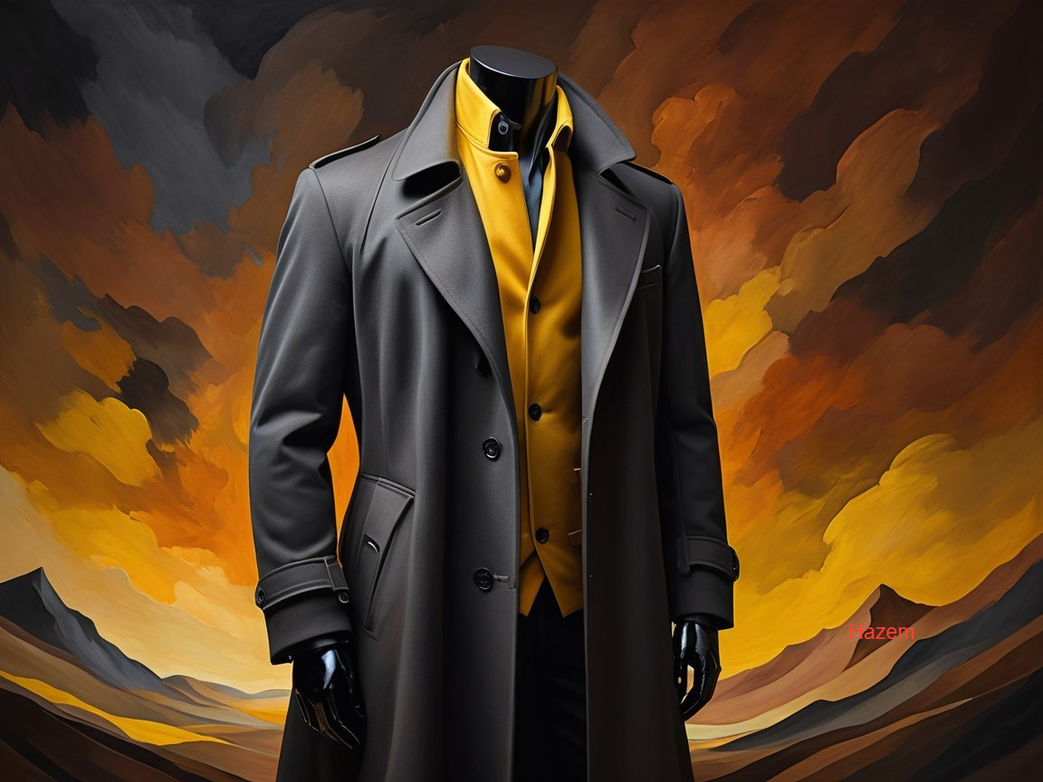 Stylish Headless Suit Display with Gray Trench Coat