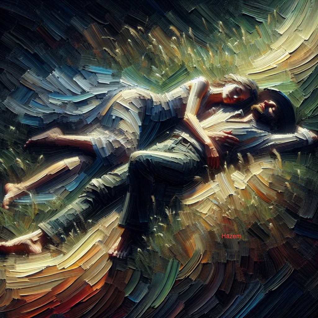 Couple Embraced on Grassy Field with Vibrant Colors