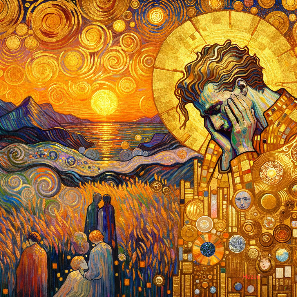 Vibrant painting merging Van Gogh's style with modern twist