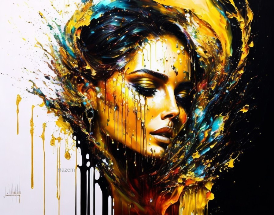 Portrait of a Woman with Yellow and Black Hues