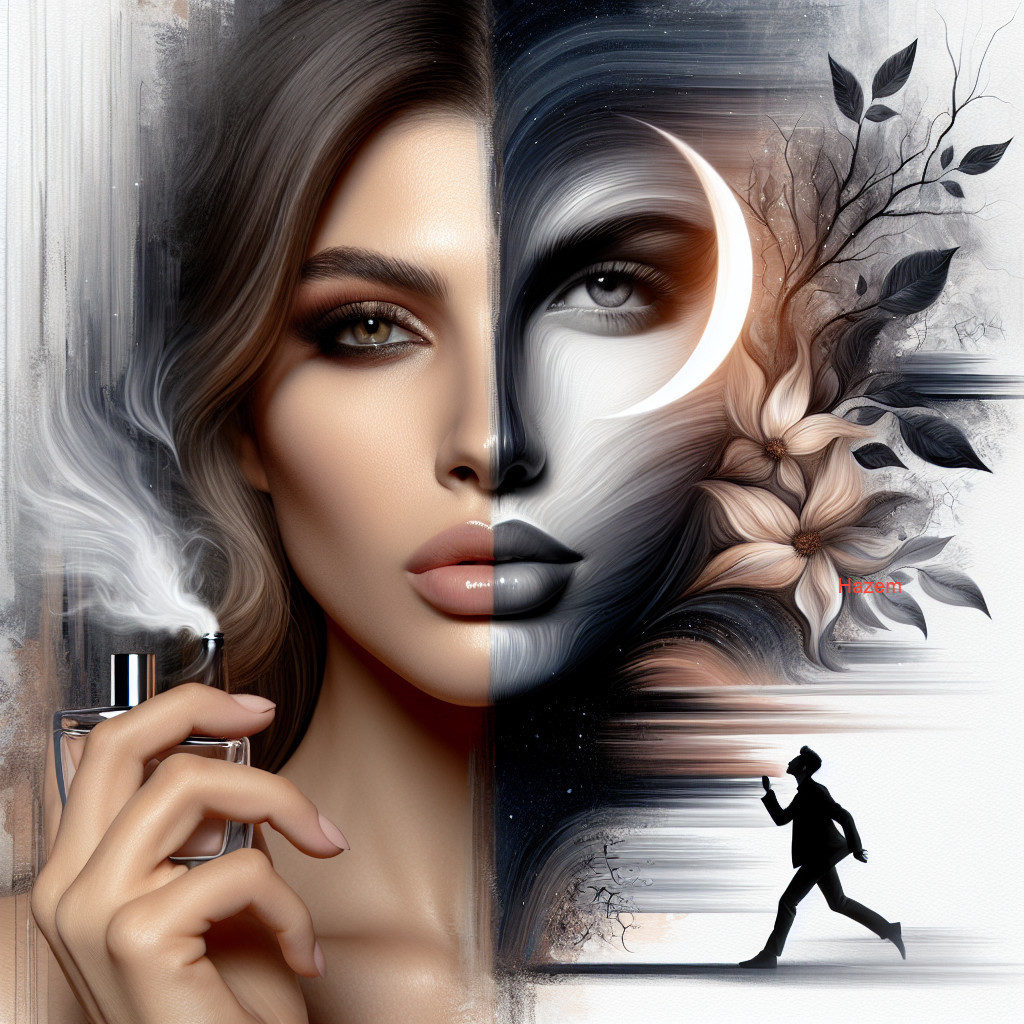 Elegant Split Composition of Faces with Flowers and Moon