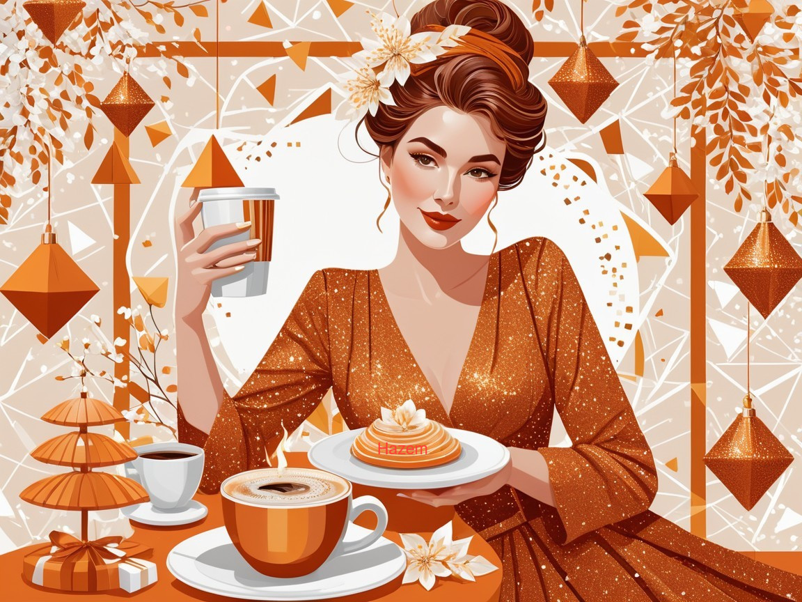 Glamorous Woman in Orange Dress at Styled Table
