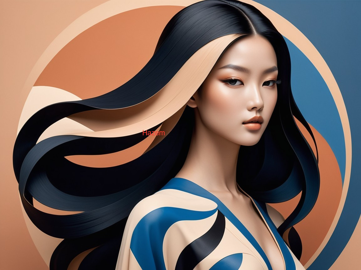 Portrait of a Woman with Elegant Features and Patterns