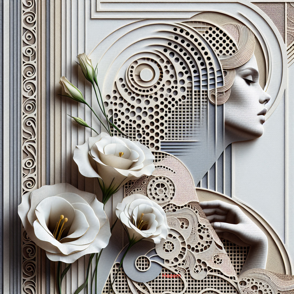 Intricate Paper-Cut Artwork of Woman with Roses