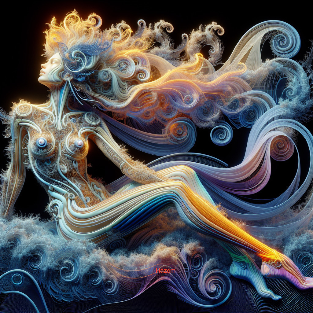 Intricate Figure of a Woman with Fractal Patterns
