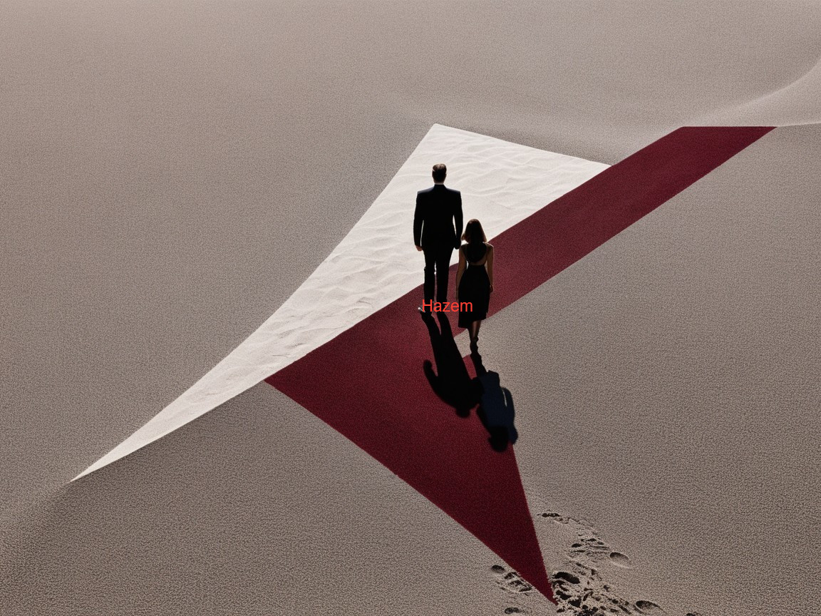 Couple Walking in Desert with Geometric Sand Patterns