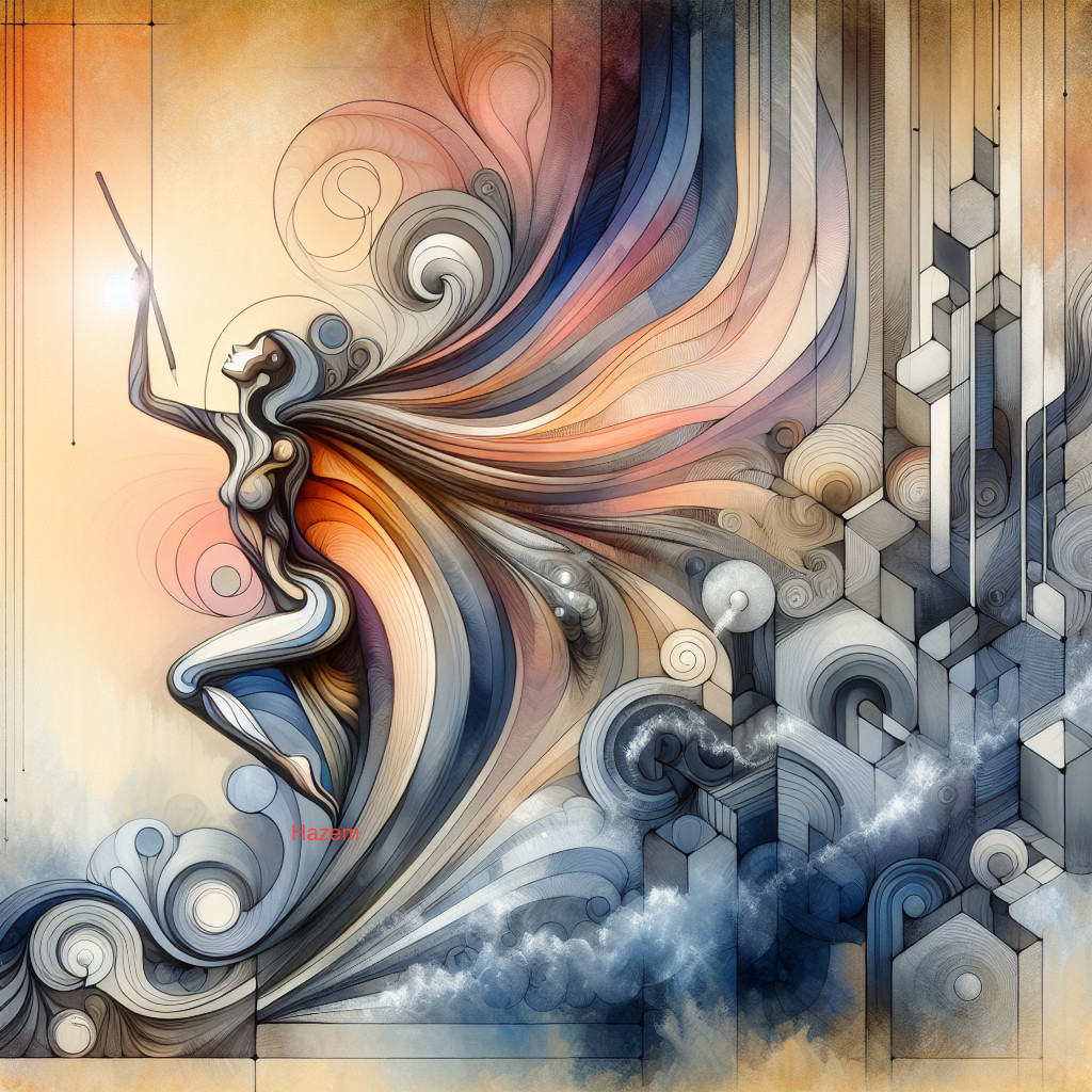 Abstract Illustration of a Graceful Flying Figure