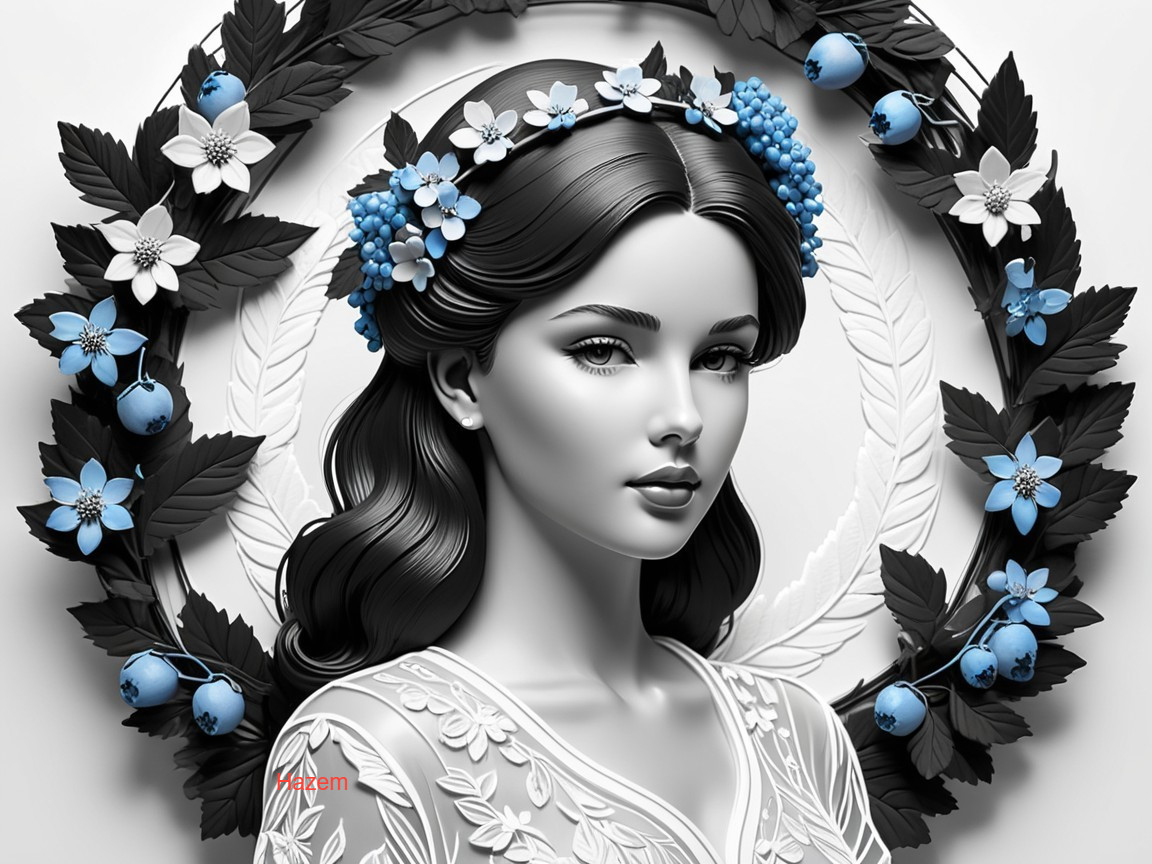 Monochromatic Portrait of a Woman with Floral Crown