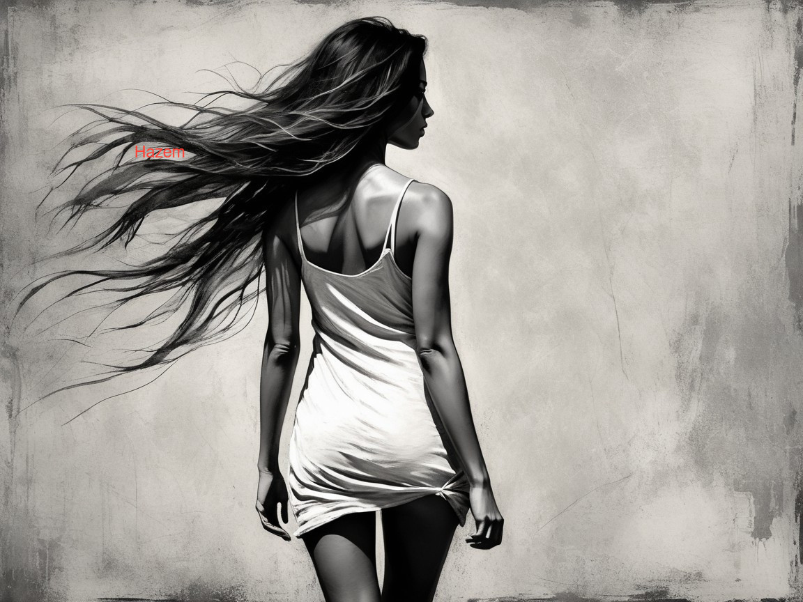 Silhouette of a Woman in a Flowing White Dress