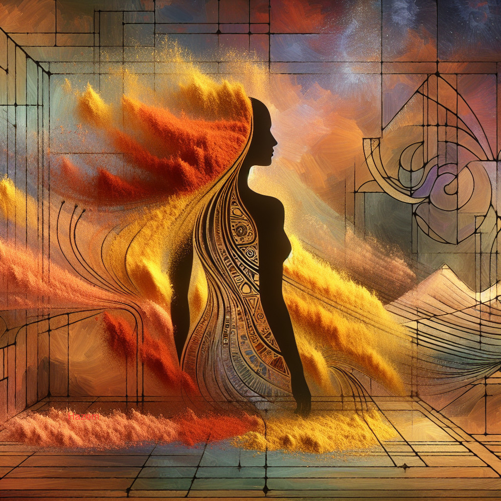 Silhouette of a Woman with Intricate Patterns and Colors