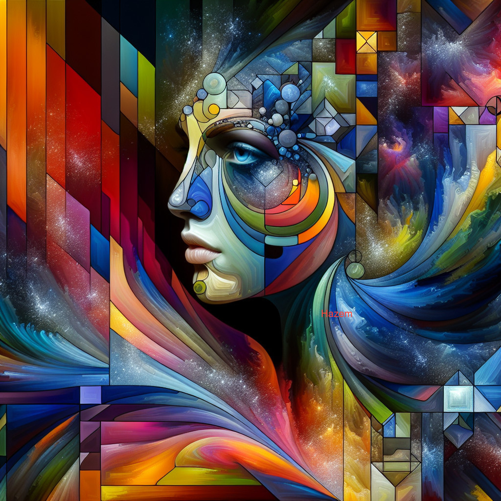 Abstract Portrait of a Woman with Vibrant Colors