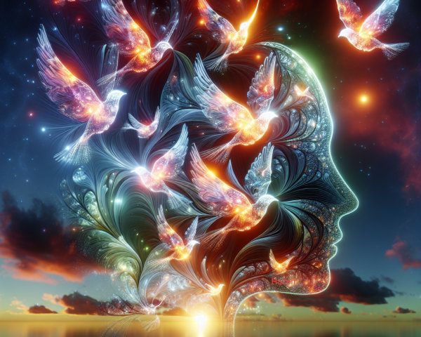 Vibrant Illustration of Fractal-Patterned Human Head