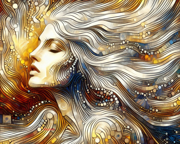 Abstract Portrait of a Woman with Flowing Hair