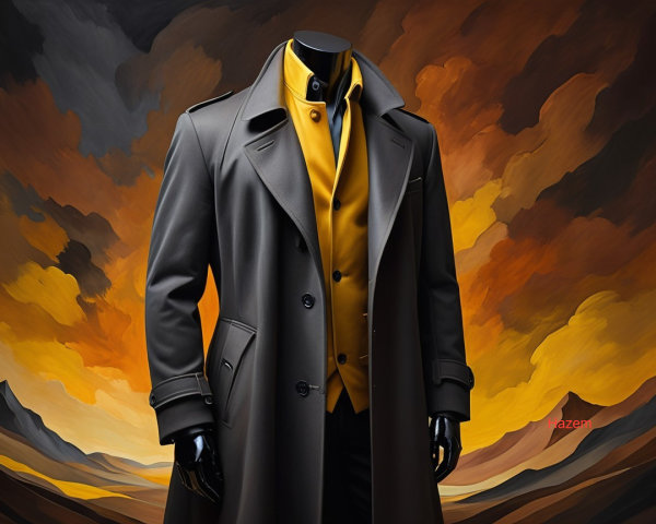 Stylish Headless Suit Display with Gray Trench Coat