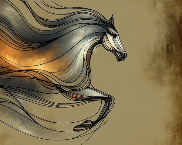 Stylized Illustration of a Galloping Horse in Motion