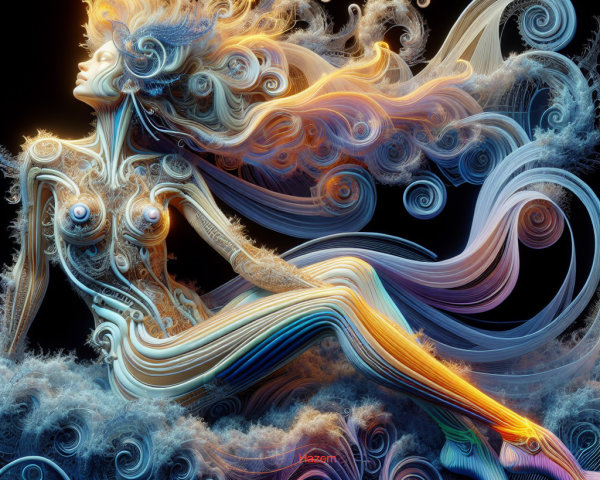 Intricate Figure of a Woman with Fractal Patterns