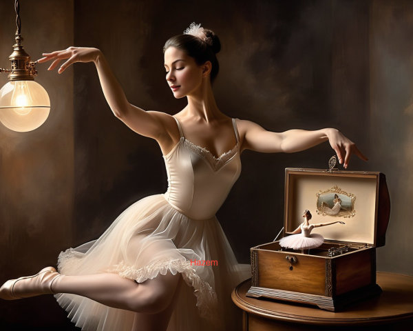 Ballerina Posing Elegantly with Music Box Display