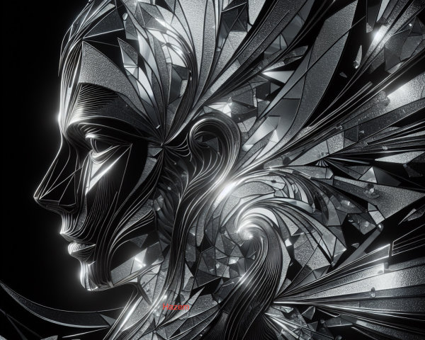 Intricate Human Face Profile with Crystalline Structures