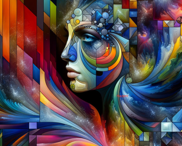Abstract Portrait of a Woman with Vibrant Colors
