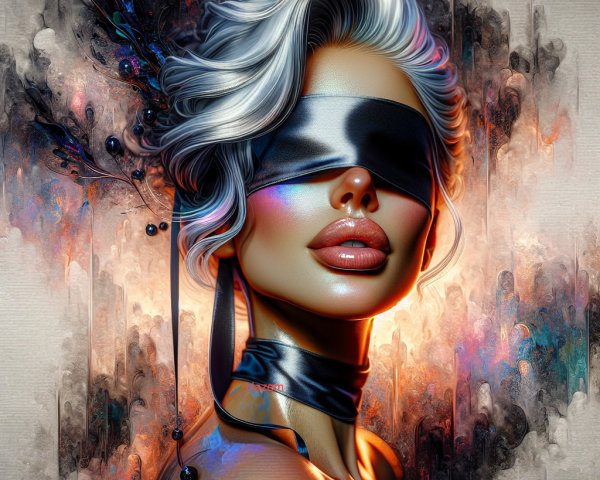 Portrait of a Woman with Silver Hair and Blindfold