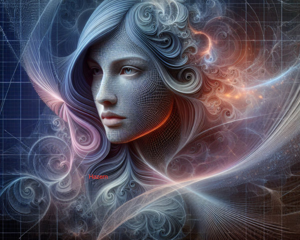 Stylized Ethereal Female Face with Vibrant Patterns