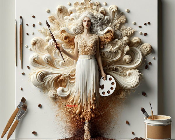 Female Figure in Cream and Coffee Artistic Composition