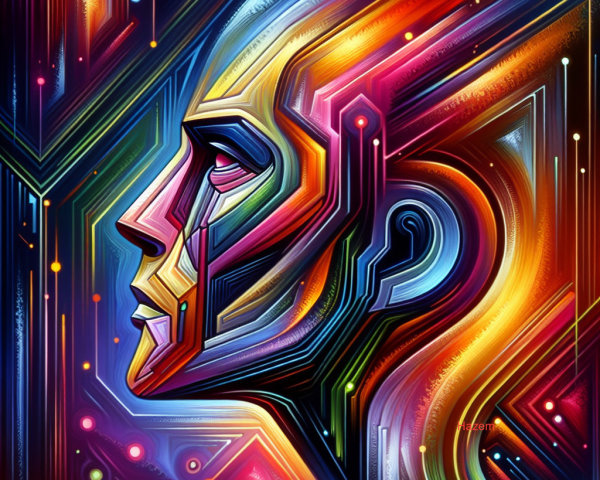 Vibrant Abstract Human Face in Colorful Patterns