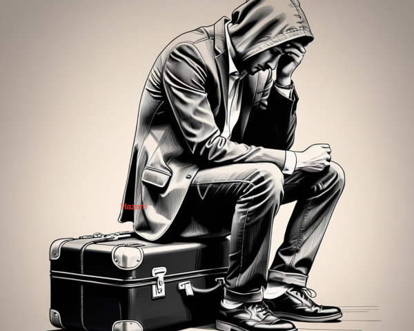 Somber Illustration of a Man in Thoughtful Conflict