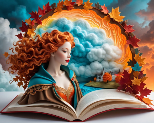 Fantasy Scene with Regal Figure in Nature Setting
