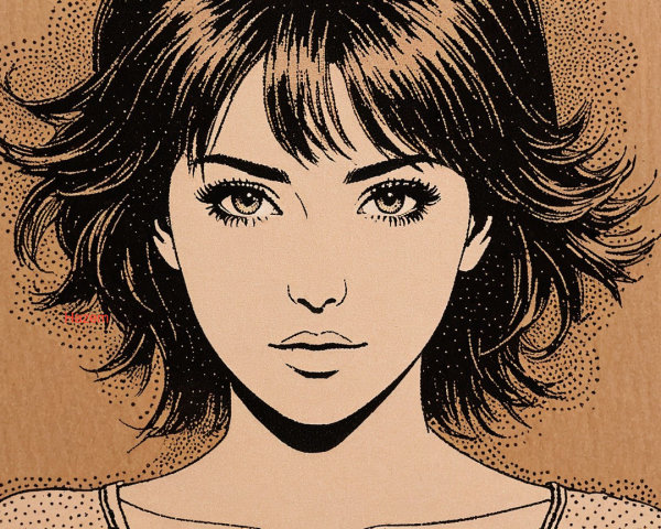 Stylized portrait of a young woman with bold lines