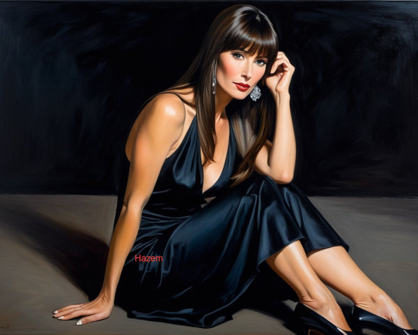 Elegant Portrait of a Woman in a Black Dress