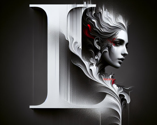 Stylized Letter "L" with Elegant Female Face Design