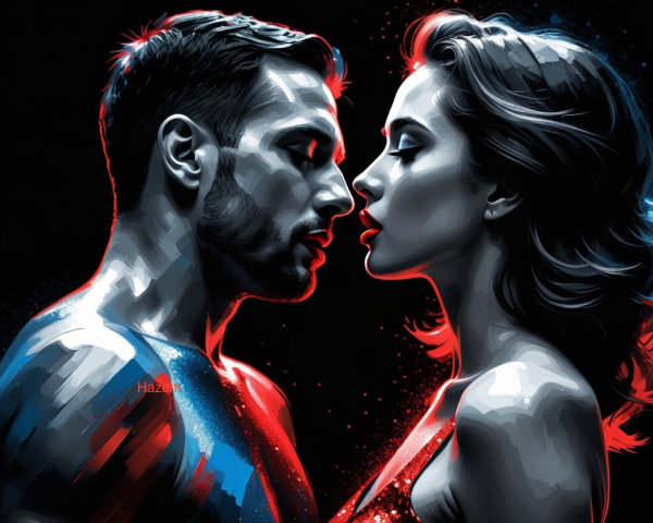 Profile of a Man and Woman in Vibrant Colors