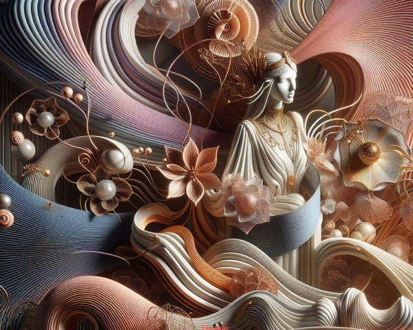 3D Design of Graceful Figure with Pastel Waves
