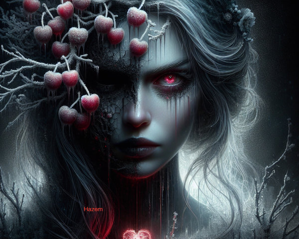 Haunting Portrait of a Woman with Dual Faces