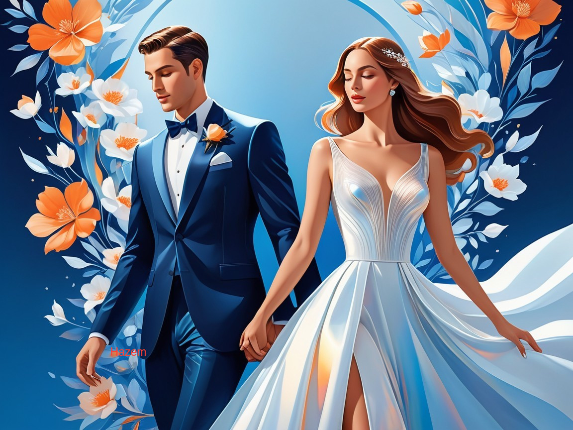 Elegant Couple at a Wedding in Stylish Attire