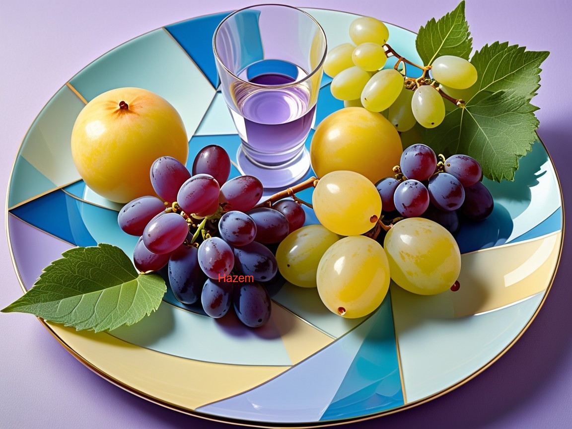 Colorful Fruit Plate with Grapes and Apple Display