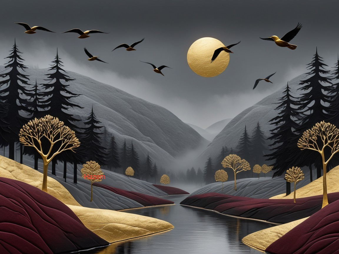 Serene Landscape with Rolling Hills and Dramatic Sky