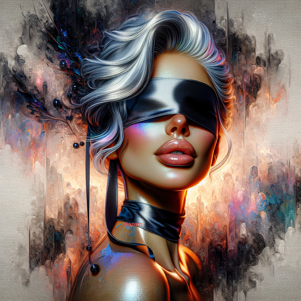 Portrait of a Woman with Silver Hair and Blindfold